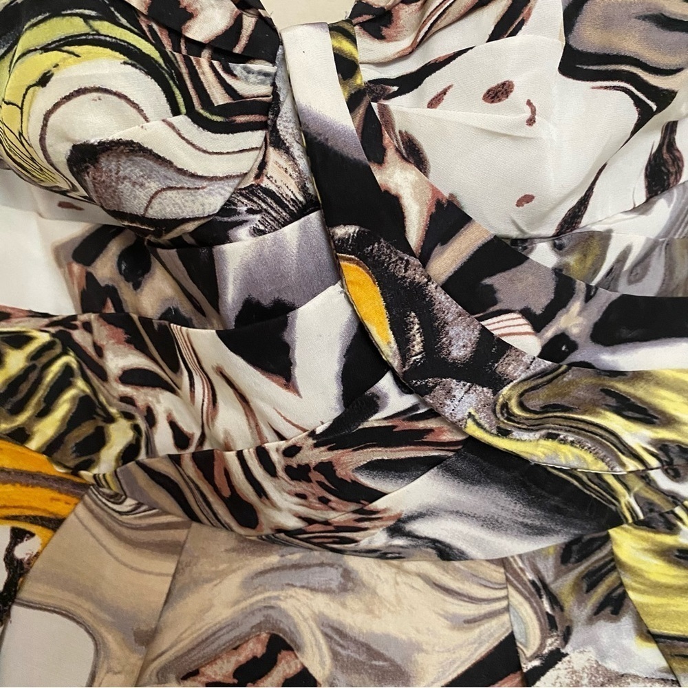 leifsdottir Strapless Sculpted Bodice Dress in White, Black, Yellow, Brown - Picture 5 of 14